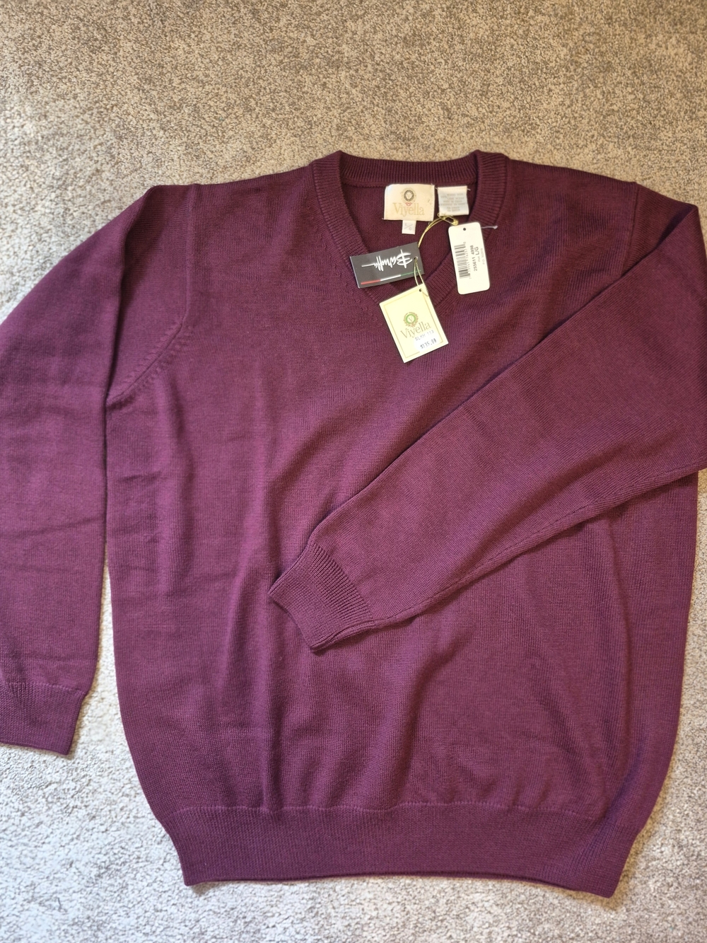 Viyella NWT Old Stock Merino Wool Men’s Crewneck Sweater Burgundy Large